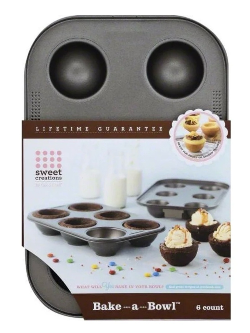 Sweet Creations Bake-a-Bowl Nonstick Baking Pan - Black (6-Count)